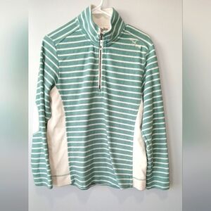 Craghoppers women's size 10 fleece half zip pullover green & cream athleisure